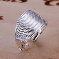 New Women Men 925 Sterling Silver Plated Wide Circle Band Ring Jewelry Size 8