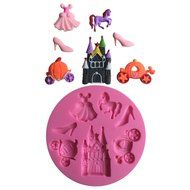 FLY Cinderella Story 3D Silicone Fondant Cake Mold For Cake Decorating Baking Mould,Pink N2