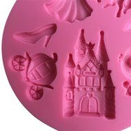 FLY Cinderella Story 3D Silicone Fondant Cake Mold For Cake Decorating Baking Mould,Pink N3