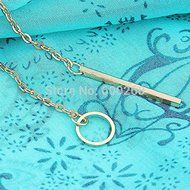 SysPod(TM) Chic Y Shaped Gold Plated Bar Circle Lariat Style Necklace 1pc Womens Unique Charming Gold Tone Bar... N4