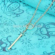 SysPod(TM) Chic Y Shaped Gold Plated Bar Circle Lariat Style Necklace 1pc Womens Unique Charming Gold Tone Bar... N5