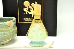 Japanese Mino Yaki ware Matcha Bowl And Tea Ceremony Set Green Tea 11.5 / 11.5 / 8cm (4.5 / 4.5 / 3.1inch)[7385]