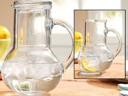 Circleware Oasis Bedside Carafe and Glass Set, One 36 Ounce Glass Pitcher and 8 Ounce Drinking Glass, Limited...