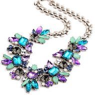 Women's Spring Jewelery Rhinestone Flower Cluster Bib Choker Pendant Necklace N2