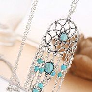 Retro Dream Catcher Turquoise Feather Charm Pendant Jewelry Long Chain Necklace N7