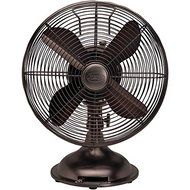 HUNTER 90406 12&quot; Retro Personal Table Fan with Oil-Rubbed Bronze Finish