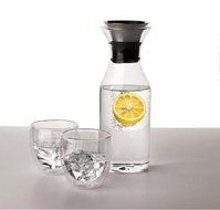 Artcome 35 Oz Heat Resistant Water Pitcher with Stainless Steel Flow Lid, Borosilicate Glass Carafe N3