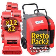 BlueDri RestoPack2 includes 2x 76 Pint PPD Stackable Commercial Dehumidifiers 12x 1/3 HP 3 Speed 2.9 Amp One-29... N2