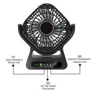 Iwonderful Personal Mini USB Rechargeable Fan,3 Shifting, LED Light,Protable Power Source-Balck N5