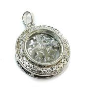 Rounded Jerusalem Cross Rotating Pendant Silver 925 Zircon Crystals Holy Land