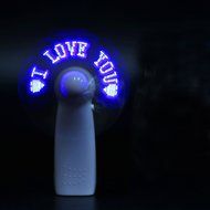D-Sun Portable Creative Small Hand-held Mini Fan Lightning LED Word Customized I LOVE YOU for Student Gift (Red) N6