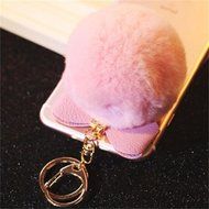 AutumnFall Rabbit Fur Ball Plush Car Keychain Handbag Key Ring Key Pendant (Black) N14
