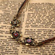 Vintage Jewelry Women Color Crystal Flower Double Chain Necklace Boho N2