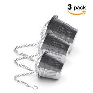 3pcs Tea Strainer Infuser for Loose Tea, 18/8 Stainless Steel, Ultra Fine Snap Mesh (3 Size Large Middle Small)