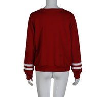 Oksale Women Letters Printed Cotton O-Neck Long Sleeved Hedging Blouse Shirt (L)