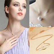 Fashion Womens Singel Pearl Pendant Bib Choker Statement Collar Necklace Gift