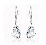 Women 925 Sterling Silver Plated Ear Hook Crystal Rhinestone Dangle Earrings BTW N4