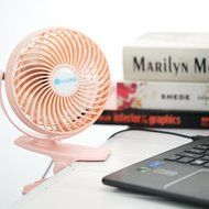 Honeyall Ajustable Clip On USB Fan Quiteness,Rechargeable Battery/USB Powered on(Black) N7