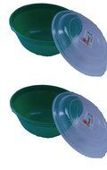 Set of 2 Click Brand Large Green Mixing Bowl with Lid N2