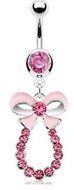 Kathy store INC 316l Clear Crystals Bow Bowknot Belly Button Navel Ring Bar Body Jewelry (White) N2