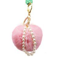 AutumnFall&reg; Imitate Rabbit Fur Ball Pearl Car Keychain Handbag Key Ring (Purple) N13