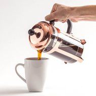 Copper French Coffee Press &amp; Tea Infuser Heat Toughened Glass Cafe Crush Club Avignon SS Plunger with Double Screens...