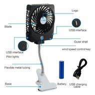Momoday&reg; Mini Handheld Square Electrical Portable Rechargeable Fan 3 Speeds Desktop Clip-on Fan Summer Cooler... N12
