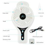 ETONG Portable Handheld USB Misting Fan Personal Cooling Mist Humidifier Rechargeable Mini Water Spray Cooling... N27