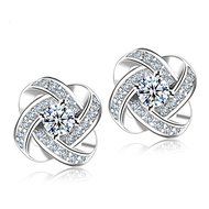 Charm Women Hot Silver Plated Ear Stud Zircon Shiny Crystal Rhinestone Earring N3