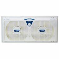 Lasko 8" REVERSIBLE Twin Window Fan with All NEW Comfort Watch Thermostat, 2 Speeds &amp; Snap On Feet Included