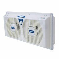 Lasko 8" REVERSIBLE Twin Window Fan with All NEW Comfort Watch Thermostat, 2 Speeds &amp; Snap On Feet Included N2