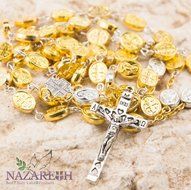 Silver Gold Jerusalem Crosses Rosary Metal Beads Catholic Crucifix Holy Land N3