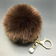 AutumnFall&reg; Fluffy Faux Rabbit Fur Ball Charm Car Keychain Handbag Key Ring (# 12) N20