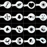 HAKSEN 16 PCS Plastic Coffee Latte Garland Mould Printing Model Template Pad Duster Spray Cappuccino Fancy Coffee...