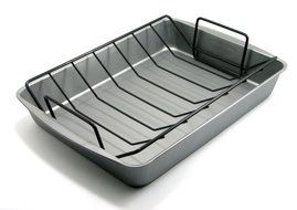 OvenStuff Non-Stick 17.2 Inch x 12.7 Inch x 2.7 Inch Large Roasting Pan with Rack