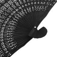 Vintage Wood Hollow Carved Hand Fan Foldable Fan - Black N3