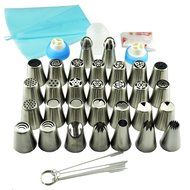 TANGCHU Russian Piping Tips 29PCS/SET Stainless Steel Large Size Icing Syringe Set DIY Coupler Nozzle 5 Pastry... N3