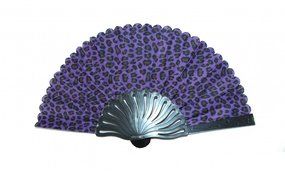 Leopard Style Hand Fan with Black Slab (Brown) N5