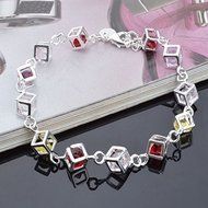 1pc HOT Women's Fancy Silver Plated Colorful Rainbow Rhinestone Bangle Bracelet N4