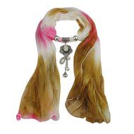 AutumnFall Women Girl Pendant Scarf With Tassel Rhinestone Necklace Scarves (U) N38