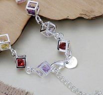 1pc HOT Women's Fancy Silver Plated Colorful Rainbow Rhinestone Bangle Bracelet N5