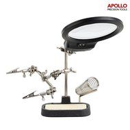 Apollo Illuminated Helping Hands Magnifier with 2 LEDs, Dual Lens Magnifiers (3.5X 12X) and Built in Soldering... N3