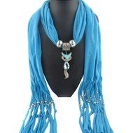 AutumnFall Women Girl Pendant Scarf With Tassel Rhinestone Necklace Scarves (U) N40