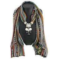 AutumnFall Women Girl Pendant Scarf With Tassel Rhinestone Necklace Scarves (U) N41