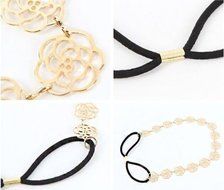 Womens Fashion Metal Chain Jewelry Hollow Rose Flower Elastic Hair Band Headband N4