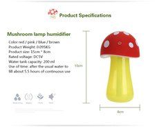 Ollivan 200ml Portable Ultrasonic Cool Mist Mushroom Lamp Humidifier with Color LED Lights USB Mini Air Humidifier... N9