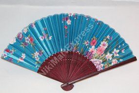 Oriental Lady Dark Brown Bamboo &amp; Silk Hand Folding Fan, Wall Art, Decoration (Hot Pink) N3