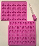 ROSE PINK 3 PACK - 150 COUNT - SILICONE GUMMY BEAR MOLDS WITH BONUS EASY APPLICATOR