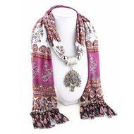 AutumnFall Women Girl Pendant Scarf With Tassel Rhinestone Necklace Scarves (U) N50