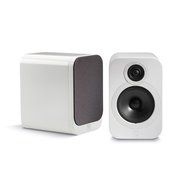 Q Acoustics 3020 Bookshelf Speaker Pair (Gloss White) + QED Silver Anniversary XT Speaker Cable Pair 6.5 Feet...